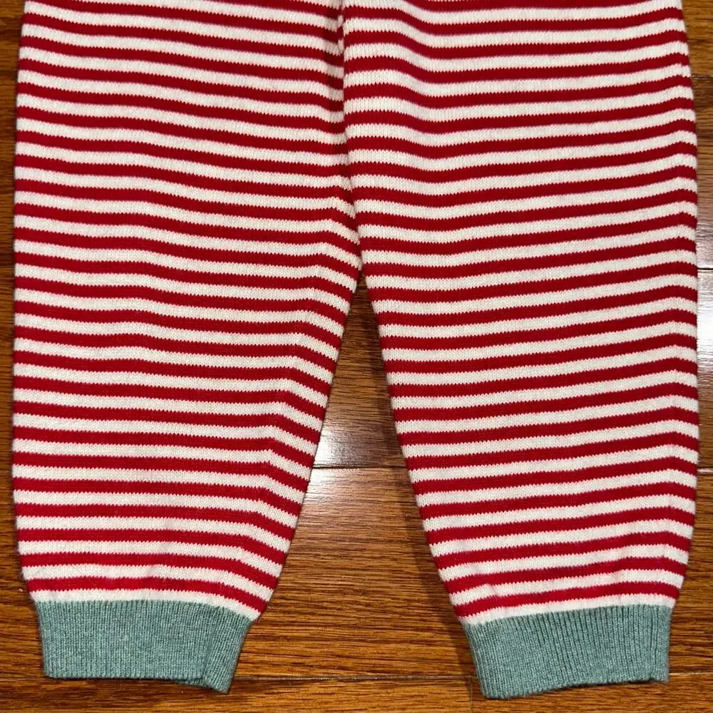 Baby Boden Red White Striped Knit Cotton Pull On Unisex Pants Size 12-18M